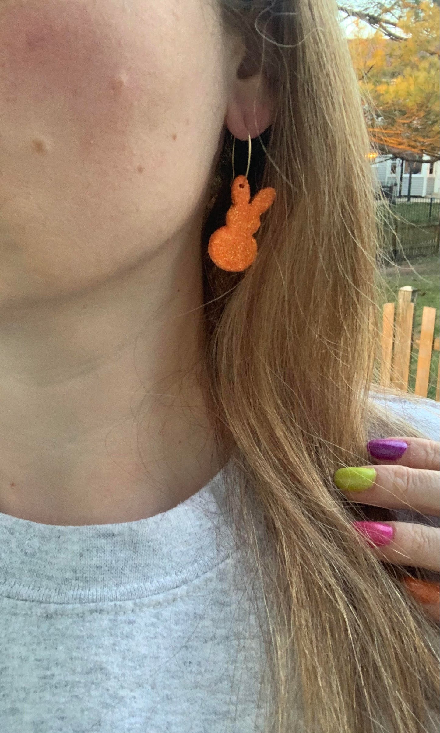 Glittery Peep Bunny Earrings