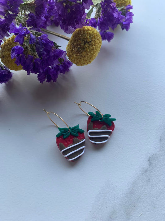 Chocolate Covered Strawberry Earrings