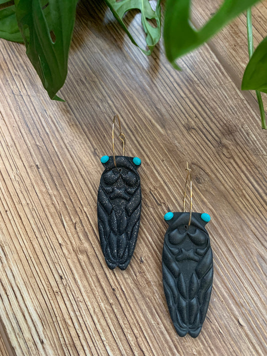 Blue-Eyed Cicada Earrings