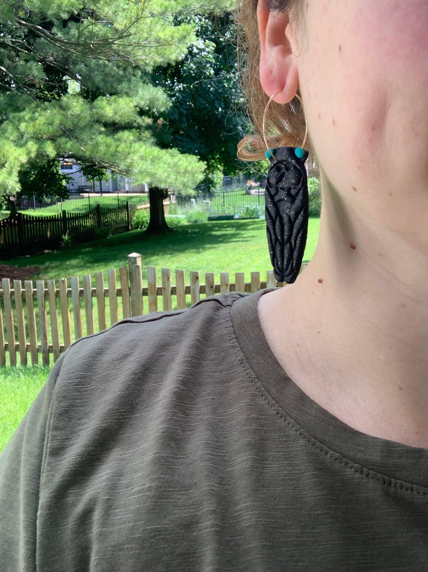 Blue-Eyed Cicada Earrings